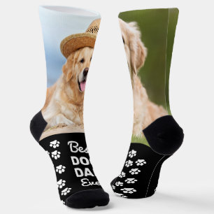 Fun Custom Best DOG DAD Personalised 2 Pet Photo Socks