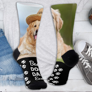 Fun Custom Best DOG DAD Personalised 2 Pet Photo Socks