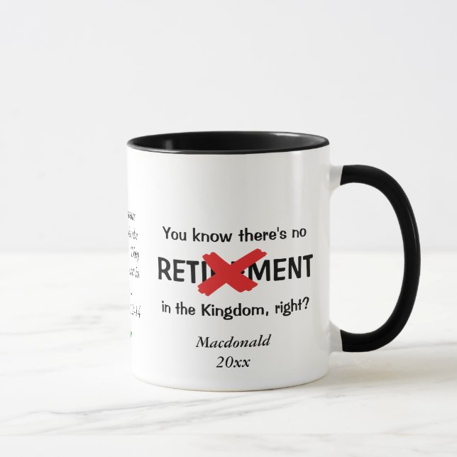 Fun Custom Christian Retirement Coffee Mug (Right)