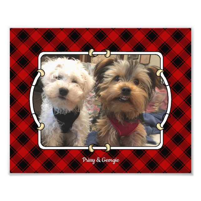 Fun Custom Christmas Red & Black Plaid Photo Frame (Front)