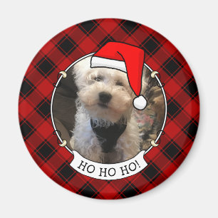 Fun Custom Christmas Red & Black Plaid Photo Frame Magnet