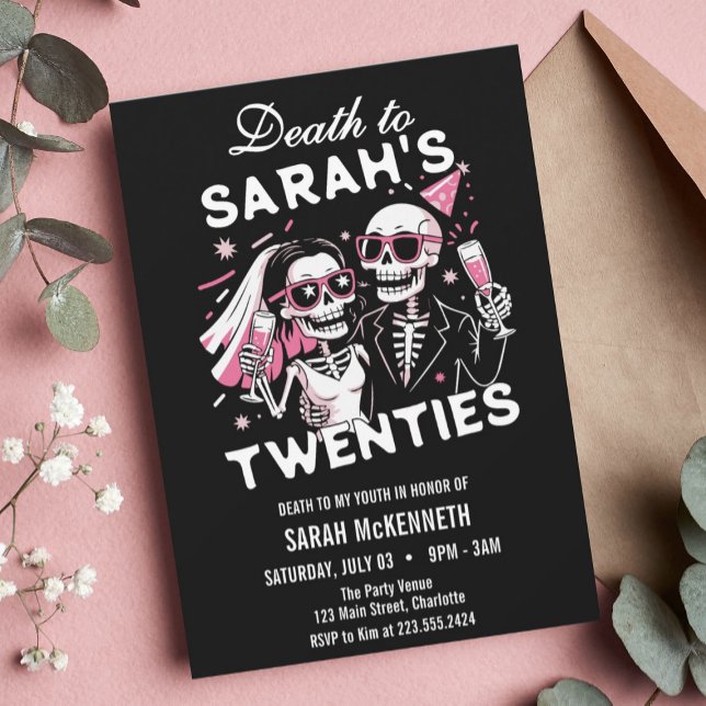Fun Custom Death to your Twenties Birthday Party Invitation (Creator Uploaded)
