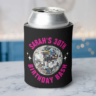 Fun Custom Disco Ball 30th Birthday Favour Can Cooler