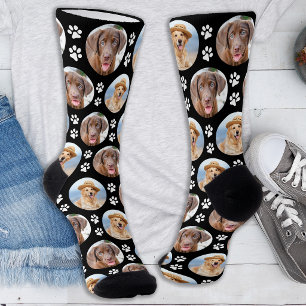 Fun Custom Dog 2 Pet Photo Cute Paw Prints Socks
