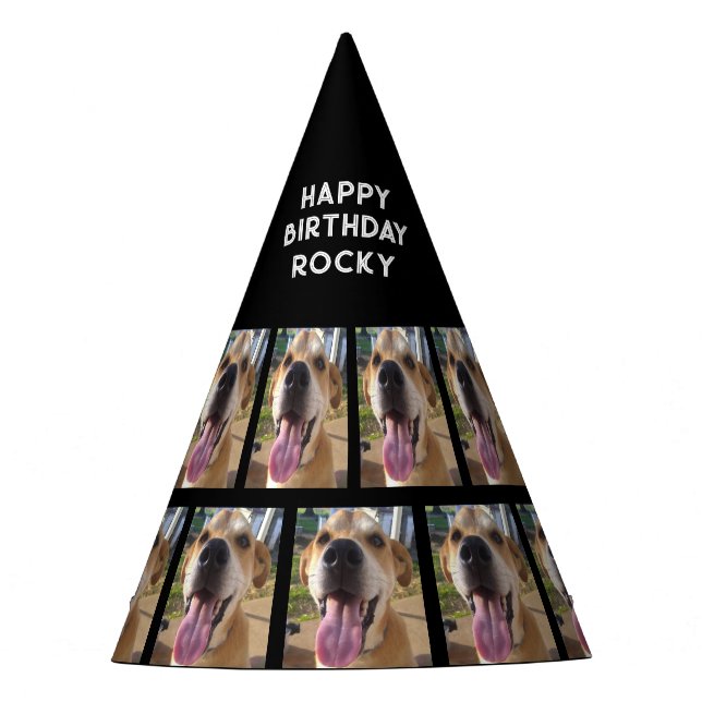 Fun Custom Dogs Photo Birthday Personalised Party Hat (Front)