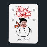 Fun Custom Face Photo Cute Snowman Merry Christmas Magnet<br><div class="desc">A Fun Custom Photo Face Snowman Merry Christmas Magnet Card! Personalise Your Face Inside The Snowman and Add Your Name!</div>