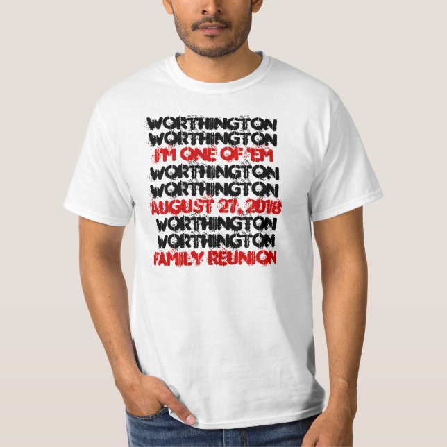 Fun Custom Family Reunion Black Red White B001 T-Shirt (Front)