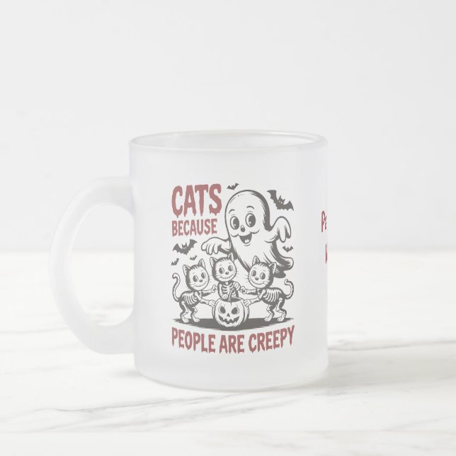Fun Custom Halloween Cat  Frosted Glass Coffee Mug (Left)