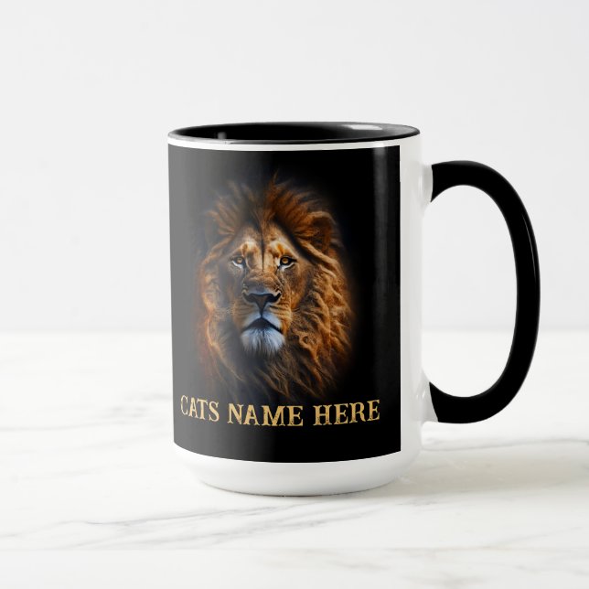 Fun Custom "I Love My Cat" Lion Coffee Mug (Right)
