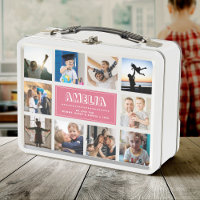 Fun Custom Kids Name Family Photo Collage Pink