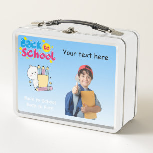 Fun Custom Kids Photo Name Back to School Metal Lunch Box