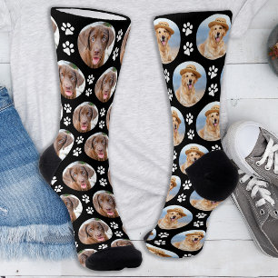Fun Custom Mismatched Dog Paw Prints Pet Photo Socks
