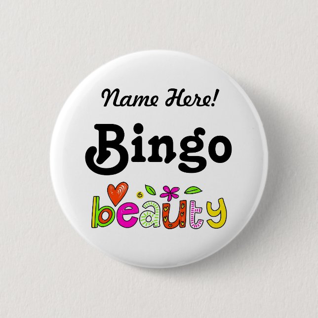 Fun Custom Name Bingo Player Volunteer Worker Cute 6 Cm Round Badge (Front)