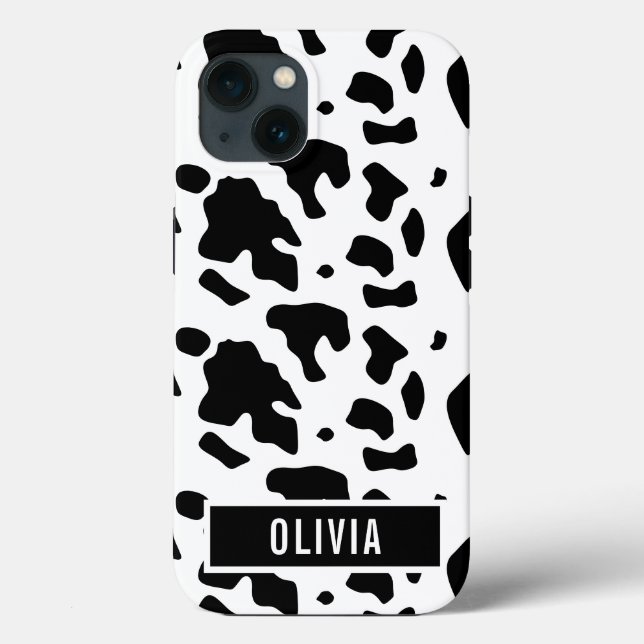 Fun Custom Name Holstein Cow Animal Print Pattern Case-Mate iPhone Case (Back)