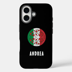 Fun Custom Name Italy Italian Flag Pepperoni Pizza iPhone 16 Case