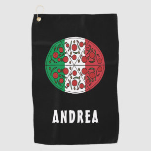 Fun Custom Name Italy Italian Flag Pepperoni Pizza Golf Towel
