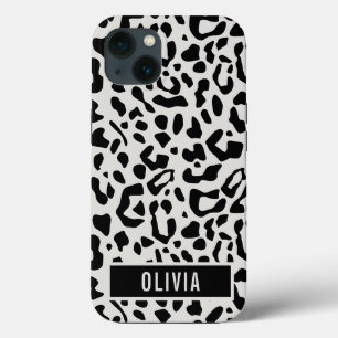 Fun Custom Name Snow Leopard Animal Print Pattern iPhone 13 Case