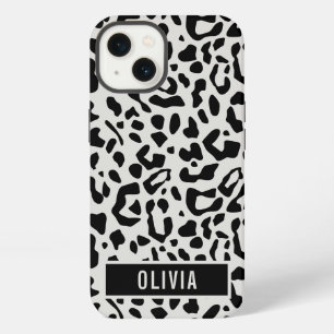 Fun Custom Name Snow Leopard Animal Print Pattern iPhone 13 Case