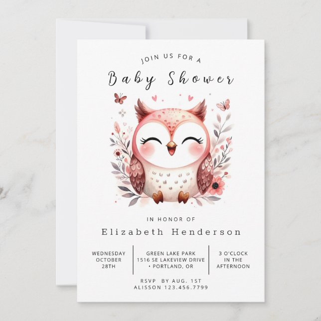 Fun Custom Owl Baby Shower Invitation (Front)