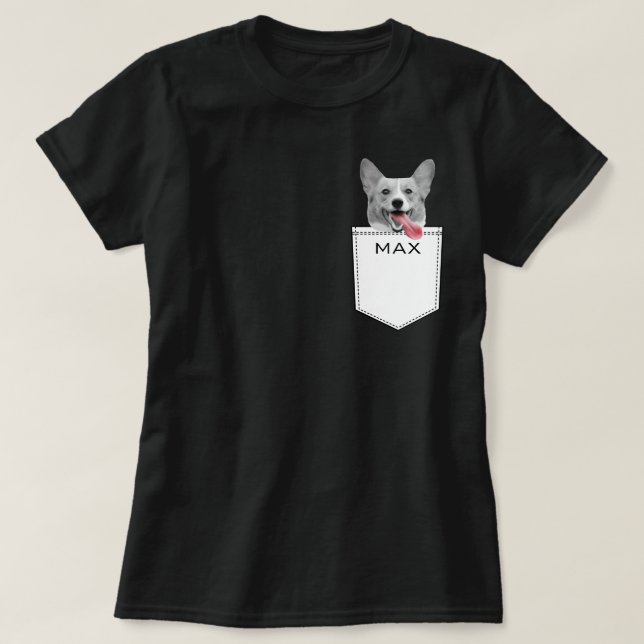 Fun Custom Pet Photo and Name Pocket T-Shirt (Design Front)