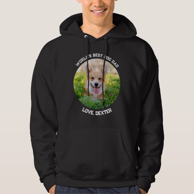 Fun Custom Pet Photo Circle World's Best Dog Dad Hoodie (Front)