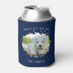 Fun Custom Pet Photo Splash World's Best Dog Dad Can Cooler