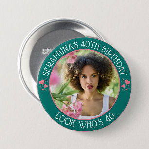 Fun Custom Photo 40th Birthday Party Favour 7.5 Cm Round Badge