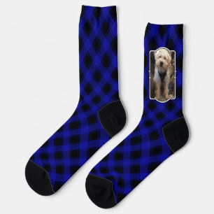 Fun Custom Photo Frame Classic Blue & Black Plaid Socks