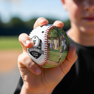Fun Custom Player Name & Number Two Photo Sporty Baseball