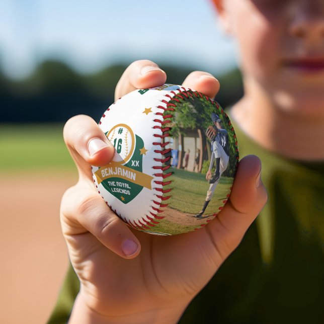 Fun Custom Player Name & Number Two Photo Sporty Baseball (Fun Custom Player Name & Number Two Photo Sporty Baseball)