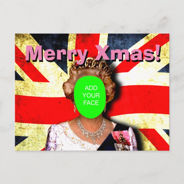 Fun custom punk Queen Christmas greeting… Holiday Postcard (Front)