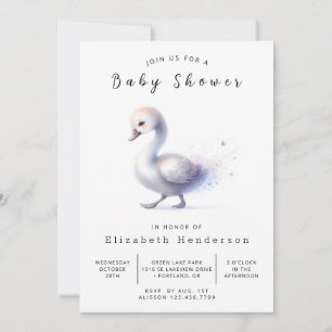 Fun Custom Swan Baby Shower Invitation