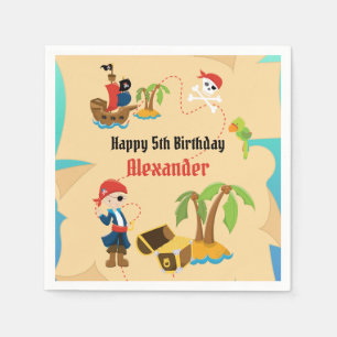 Fun Custom Treasure Map Boy Pirate Birthday Party Napkin