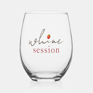 Fun Custom Whine Session with Red Grape Stemless Wine Glass