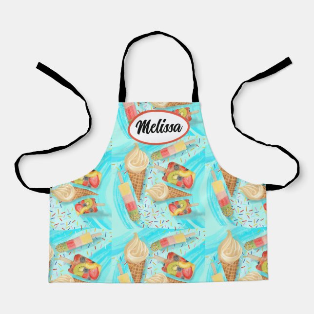 Fun customisable ice cream & Popsicle themed apron (Front)