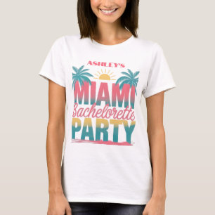 Fun Customisable Miami Bachelorette Party T-Shirt