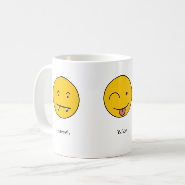 Fun Customisable Name Smiley Face Design Coffee Mug (Front Left)