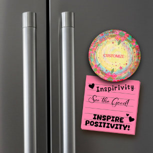 Fun Customised Colourful Pink Floral Inspirivity Magnet