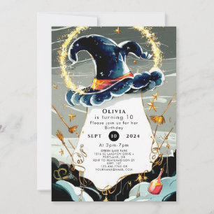 Fun Customised Magic Wizard Birthday Invitation