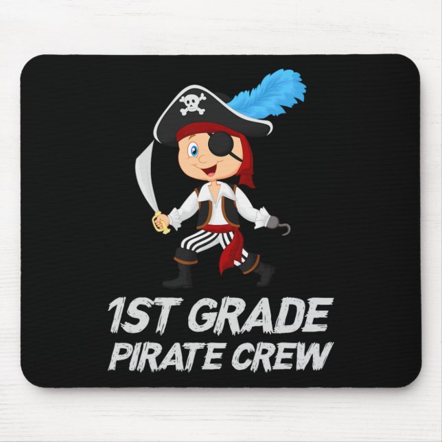 Fun Cute 1st Grade Pirate Halloween  Mouse Mat (Front)