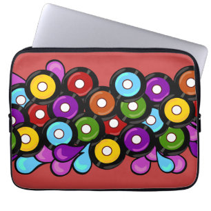 Fun Cute Colourful Multiple Record Fun Art Design Laptop Sleeve