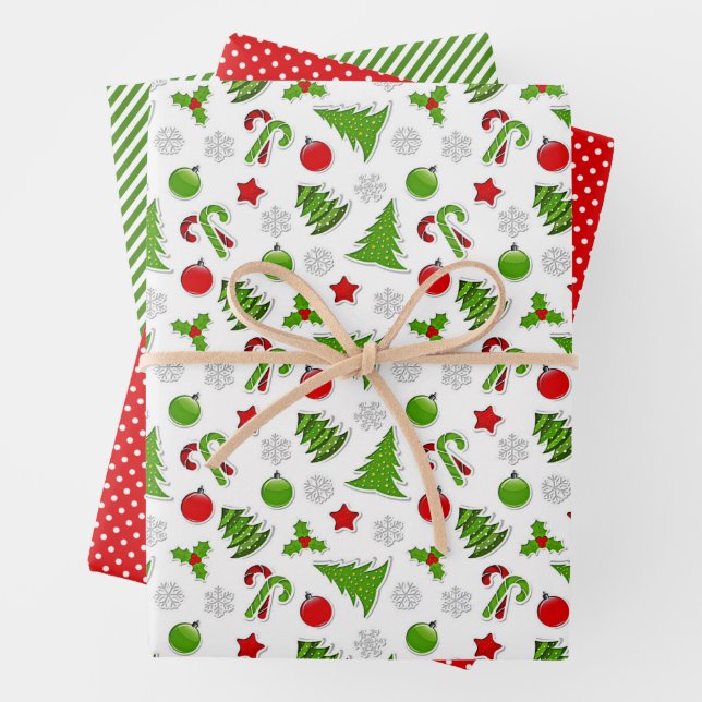 Fun Cute December Winter Holiday Season Doodles Wrapping Paper Sheet (In situ)