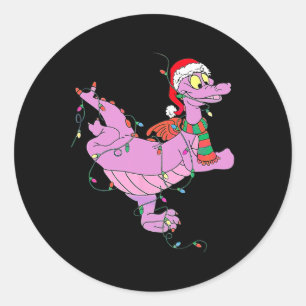 Fun Cute Dragon Figment Lights Christmas  Classic Round Sticker
