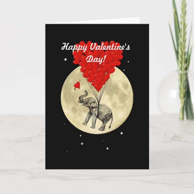 Fun cute elephant Valentines Day Holiday Card (Front)