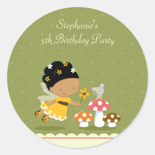 Fun cute fairy girl's birthday party stickers