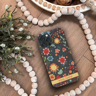 Fun Cute Flowers Whimsical Black Inspirivity Case
