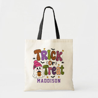 Fun Cute Ghost Personalised Kids Trick or Treat  Tote Bag