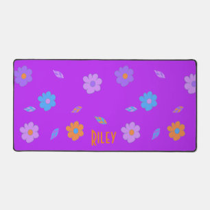 Fun Cute Girls Retro Flower Desk Mat