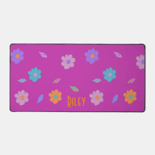 Fun Cute Girls Retro Flower Desk Mat