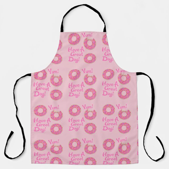Fun Cute Great Day Doughnut Slogan Pattern Apron (Front)
